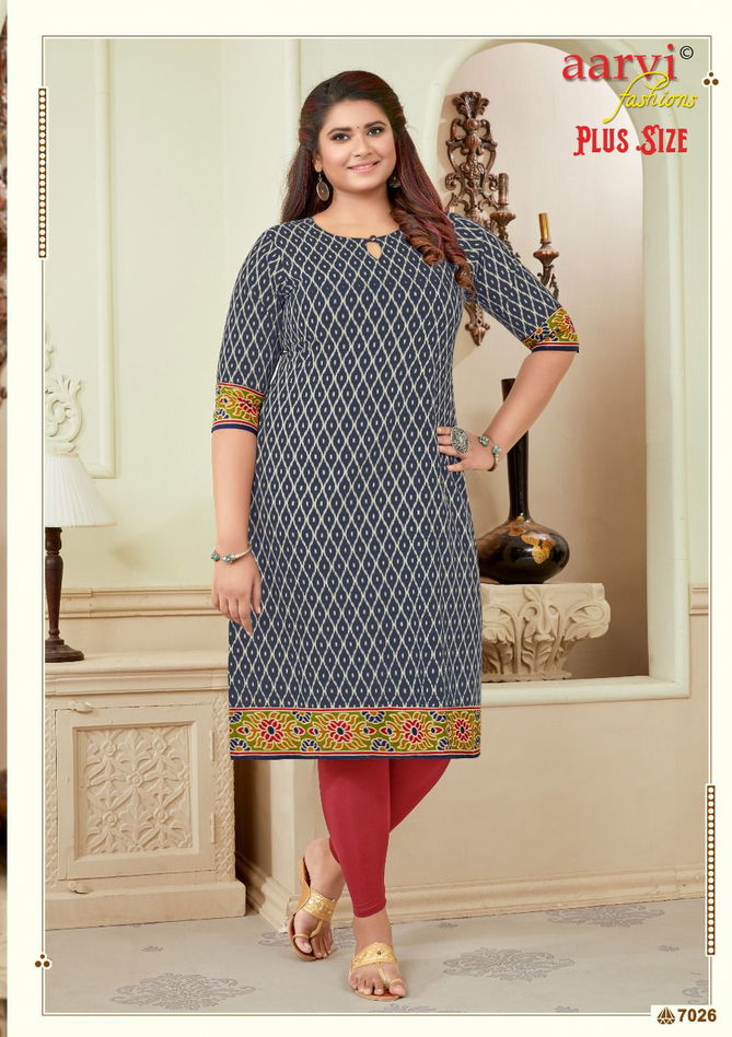 Aarvi Plus Size Vol 2 Regular Wear Wholesale Printed Kurtis
